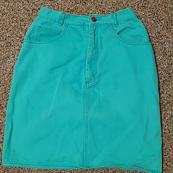 Vtg Coca-Cola Green denim jean skirt Size 5-7 - Picture 2 of 12